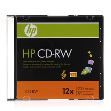 2-PK HP Logo 12X CD-RW CDRW ReWritable Blank Disc 700MB in Slim Jewel Case