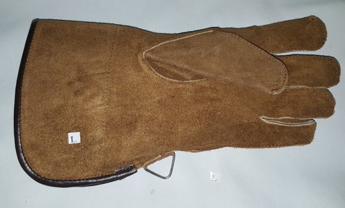 Gant De Fauconnerie En Cuir Daim Double Couche - Taille Grande 30.5 Cm, Couleur Marron Rouille, Neuf