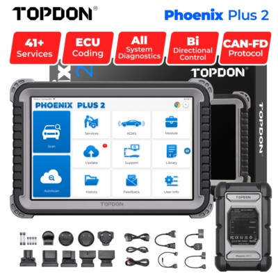 2026 TOPDON Phoenix Plus 2 Diagnostic OBD2 Scanner Full Systems ECU Coding Tool