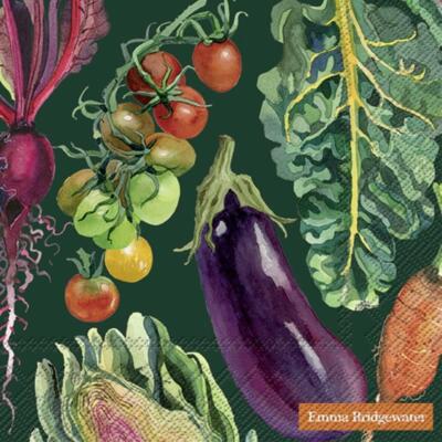 Vegetable Garden Dark Green Printed Lunch Paper Napkin 20-Pack Disposable 3-Ply