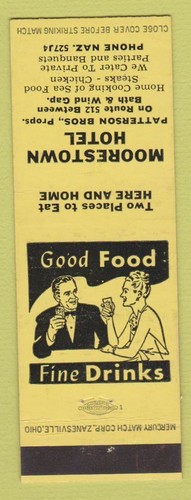 Matchbook Cover - Moorestown Hotel Wind Gap PA area YELLOW