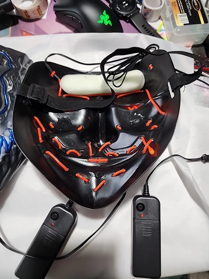 Две маски для Хэллоуина The Purge косплей светодиодный провод подсветка фестиваль вечеринки костюм - Изображение 3 из 4