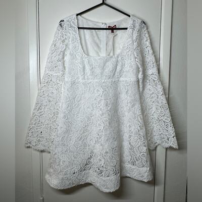 NWT STAUD Beth White Floral Guipure Lace Retro Flare Sleeve Square Neck Dress 4