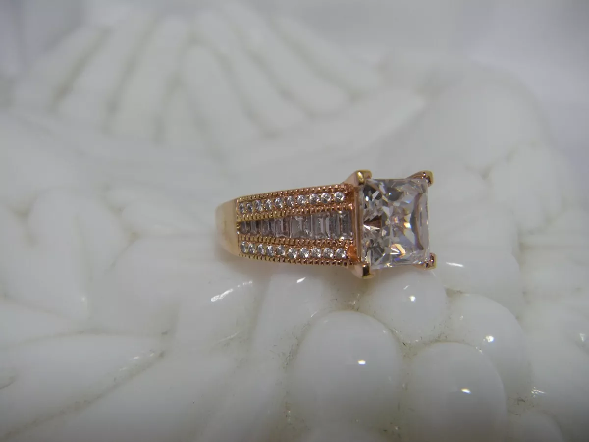 Vanna K Rose Gold Over Sterling Silver 4 1 2 CTW Princess Cut CZ