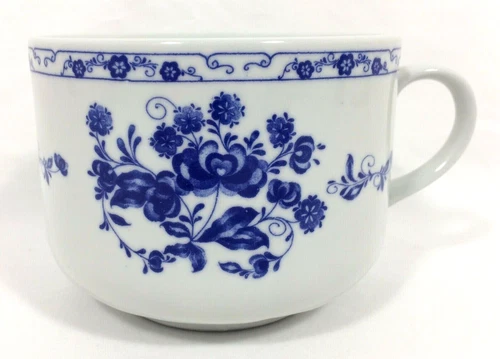 Blue Onion SOUP Bowl / Coffee MUG Large 19oz 4 1/4" Floral Porcelain Vtg Italian
