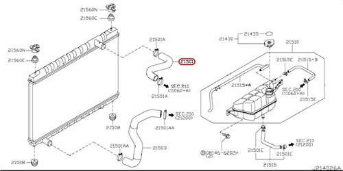 Nissan OEM Upper Radiator Hose 21501-JF00A for R35 GTR - Picture 3 of 13
