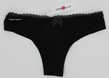 NWT COSABELLA LOREN0511 "Lorena" Low Rise Cotton Minikini, Tanga Black Italy