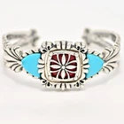 CAROLYN POLLACK Original Vintage Signed Sterling Silver Turquoise Coral Bracelet