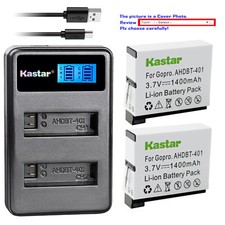 Kastar Battery LCD Dual Charger for Genuine GoPro AHDBT-401 Original Hero4 HERO4
