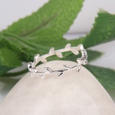 Simple Tree Brach leaf Wrap Ring 925 Sterling Silver Dainty Ring Women's Gift