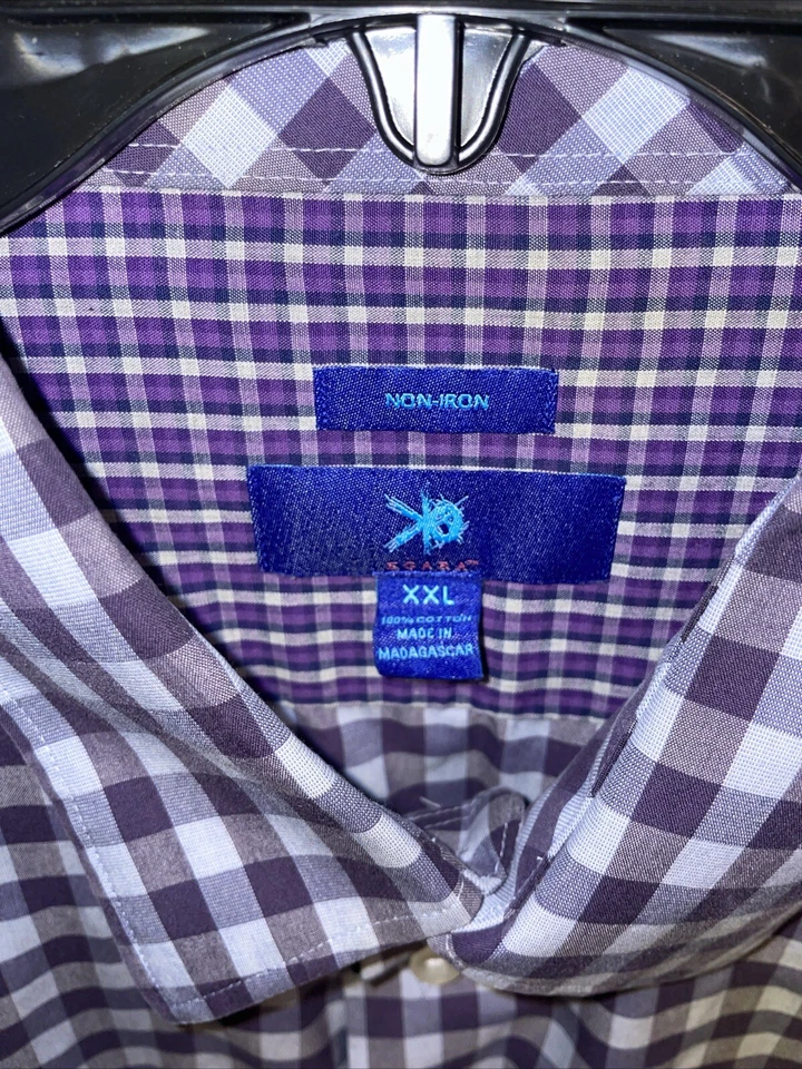 Camisa de vestir Egara para hombre talla 2XL púrpura a rayas negocios formal ciudad boda Foto 2 de 4