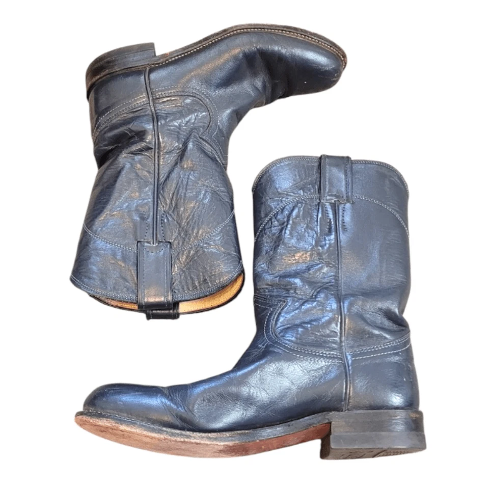 Botas occidentales Justin vintage de cuero negro talla 6,5 Foto 2 de 4