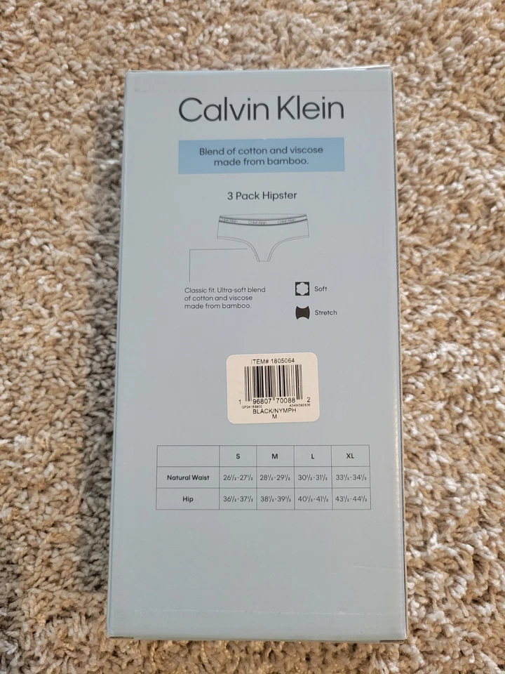 Women's Calvin Klein 3 Pack Hipster size medium Underwear Black pink tan - Image 2 of 3