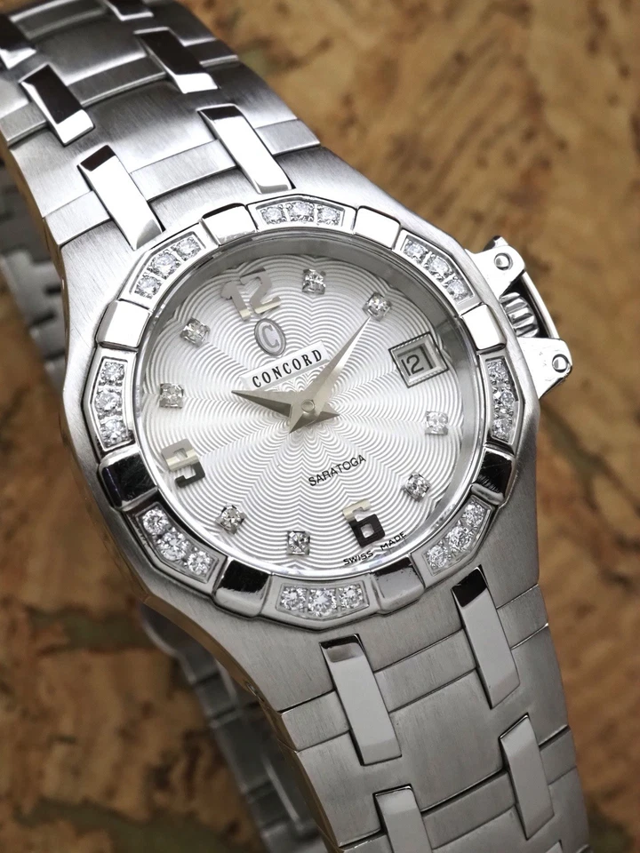 RELÓGIO SARATOGA QUASE INTOCADO FEMININO CONCORD DIAMANTE com CAIXA 14.36.1840 BATERIA NOVA - Imagem 4 de 4