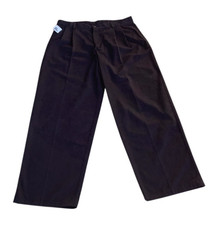 Izod Pants Boys 18 Husky Black Pleated Chino Cotton Twill Adjustable Waist NEW