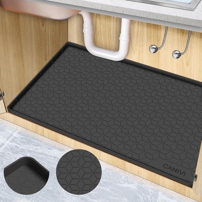 Under Sink Mat 28'' x 22'' Waterproof Silicone Under Sink Tray Kitchen & Laundry