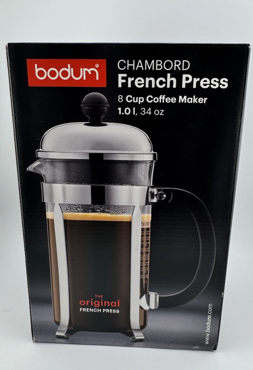 Bodum Chambord French Press 8 Cup 34oz Coffee Maker – New in Box Stainless