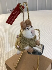 Pottery Barn Wool Felt Mouse in Sweater Christmas Caroler Ornament  NEW w/ tags