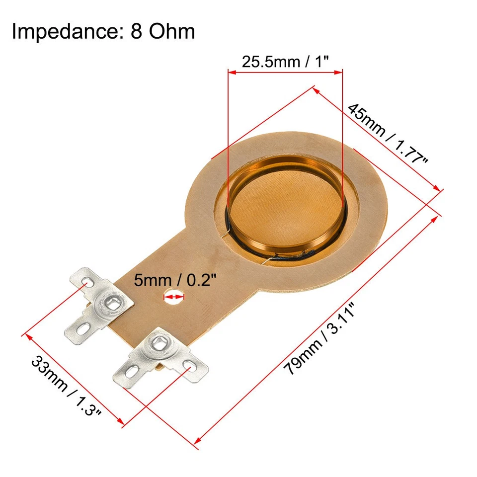 Altavoz bobina de voz tweeter de 25,5 mm cabezal de accionamiento de resina 8 ohmios 4 piezas Foto 2 de 3