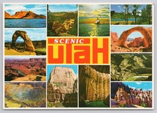 Scenic Utah Multi View Landmarks Arches Bryce Canyon Postcard
