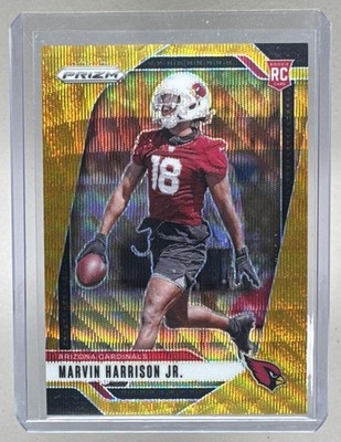 Marvin Harrison Jr 2024 Panini Prizm #375 Gold Wave Rookie RC 5/10