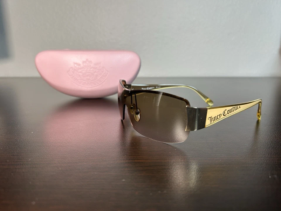Gafas de sol vintage Y2K Juicy Couture tonos de alta costura dorado y marrón escudo Foto 2 de 4