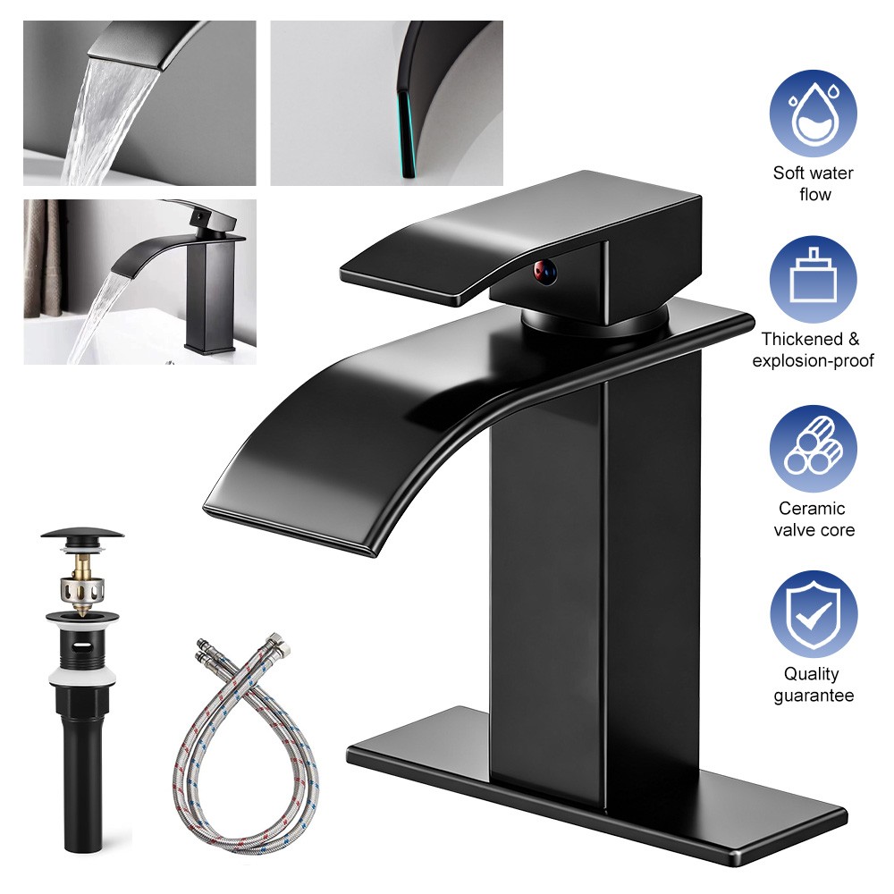 Black Widespread Sink Faucet Basin 3 Hole Vanity Mixer Bathr