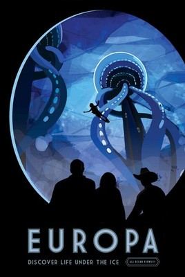 Europa Discover Life Under Ice Sci Fi Space Exploration Poster