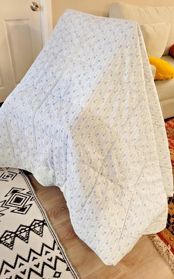 Edredón de colección años 80 Laura Ashley Cottage azul blanco floral completo APX 87x80 Foto 2 de 4