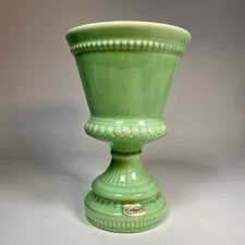 Vintage Green Royal Haeger Art Pottery Vase Pedestal MCM w/original sticker