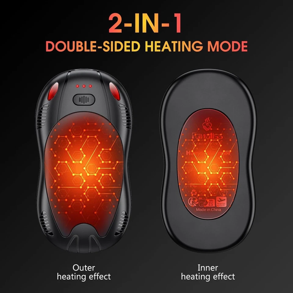 Nuevos calentadores de manos eléctricos recargables 10000 mAh, paquete de 2 calentadores de manos portátiles Foto 3 de 4