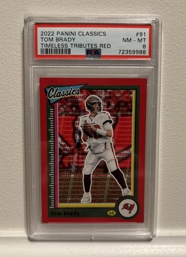 2022 Panini Classics Timeless Tributes Red #91 Tom Brady Buccaneers 66/75 PSA 8