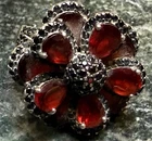 Vintage YAS Sterling Silver, Garnet and Black Spinel Ring - Size 6