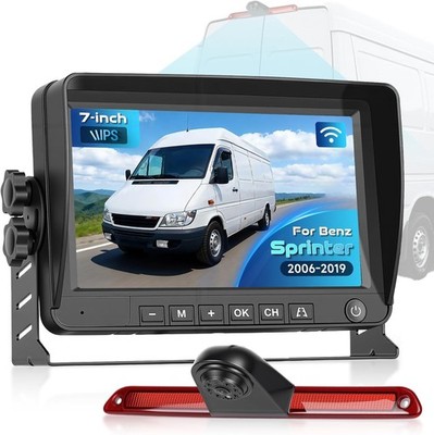 Wireless Brake Light Backup Camera Kit for Mercedes Sprinter 2006-2019 w/Monitor