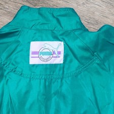 Vintage Puma Nylon Windbreaker Tracksuit Teal Size LG 90's READ COND DESCRIPTION