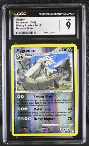 CGC 9 Aggron 14/111 Reverse Holo Rising Rivals Pokémon Card