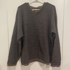 Alps Fine Apparel Mens XL V-Neck Wool Blend Sweater Vintage USA Made Brown Knit