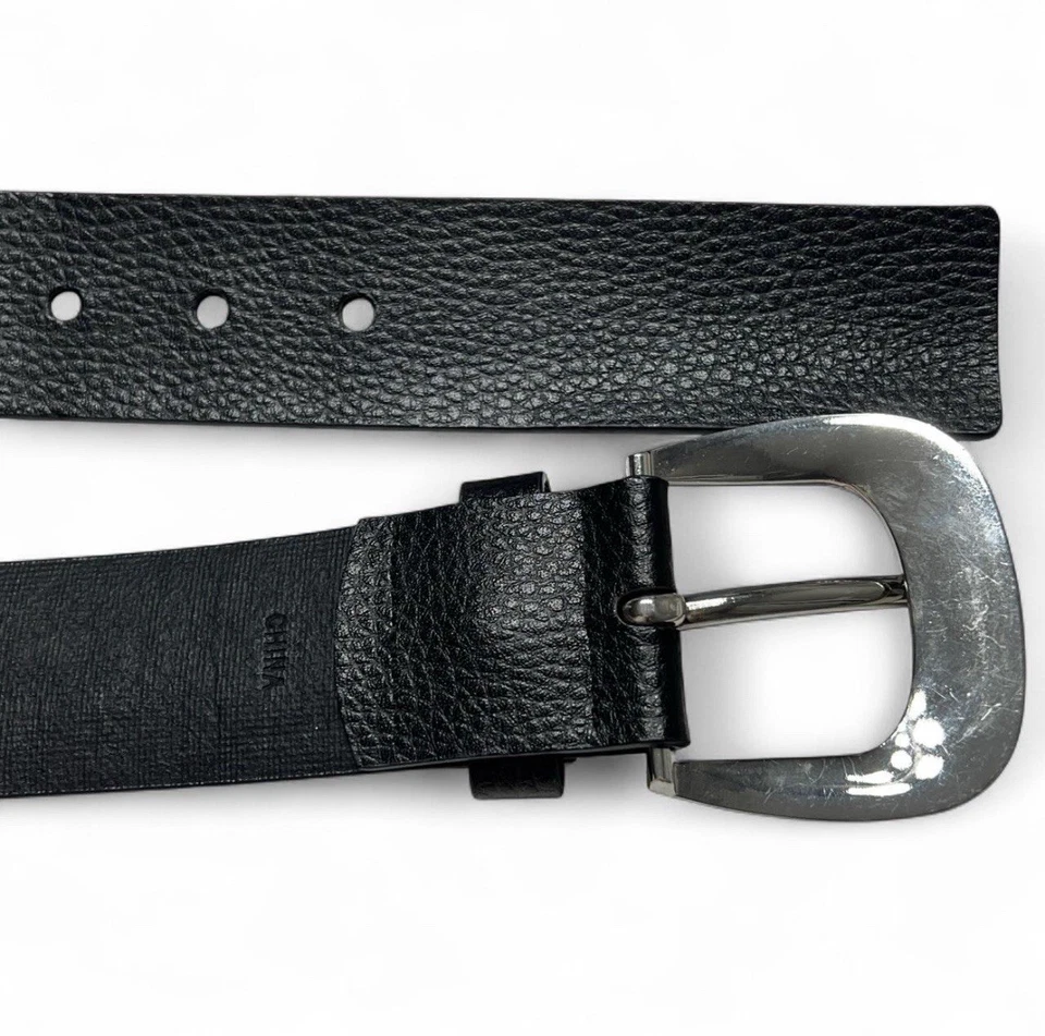 Cinturón Michael Kors Negro Cuero Genuino Talla M 39*1.5 Hebilla Plateada 554749 Logo Foto 2 de 4