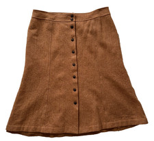 Talbots 100 Wool Tweed Herringbone A-Line Winter Skirt Brown Size 16 Waist 36
