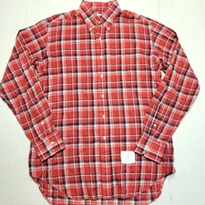 THOM BROWNE New York Check Button Front Shirt Men's 5 XL X-LARGE Red Blue USA
