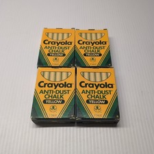 Lot of 4 Vintage Crayola Anti-dust Yellow Chalk 12 Ct. Box Binney  Smith 1401