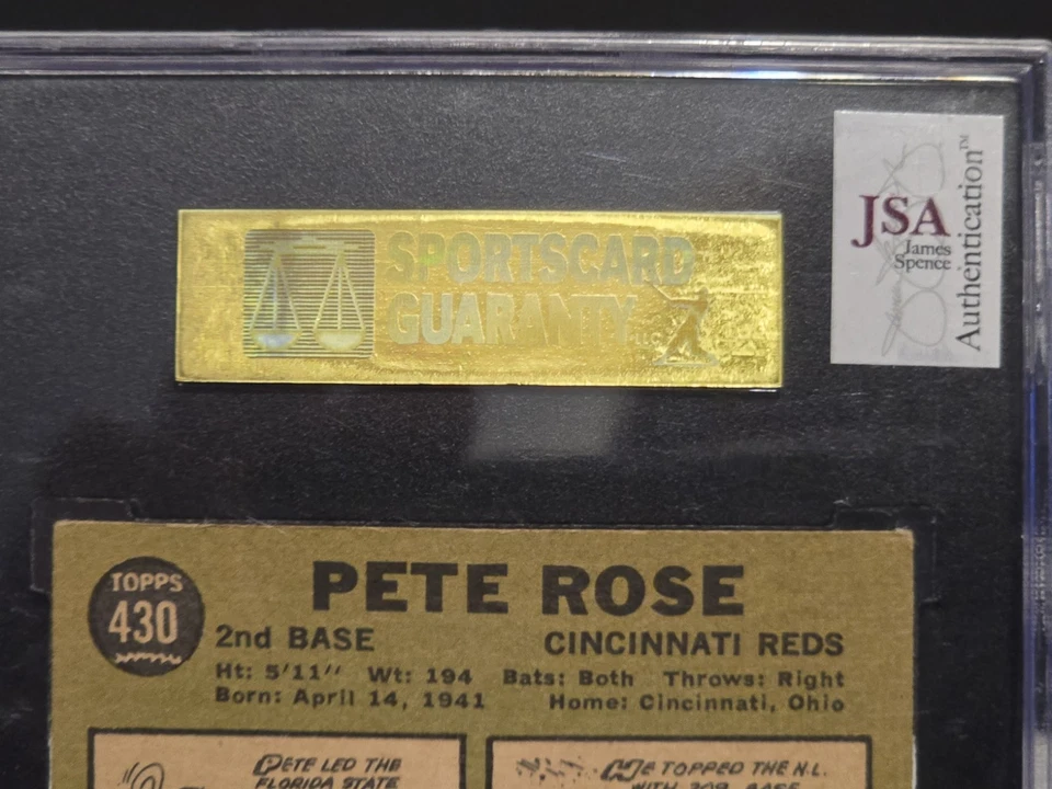 Autografado 1967 TOPPS Pete Rose #430 NO CARTÃO AUTOGRAFADO - SGC/JSA autenticado - Imagem 4 de 4