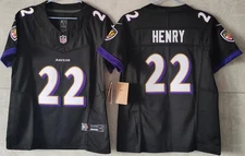 ​​Tariffs​ Free~YOUTH'S Derrick Henry #22 Ravens FUSE Black Sewn Stitched Jersey