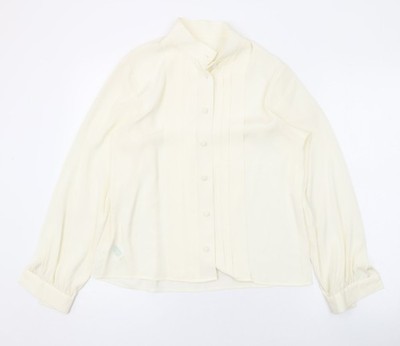 Marks and Spencer Damen Elfenbein Polyester Basic Knopfleiste Größe 12 Kragen