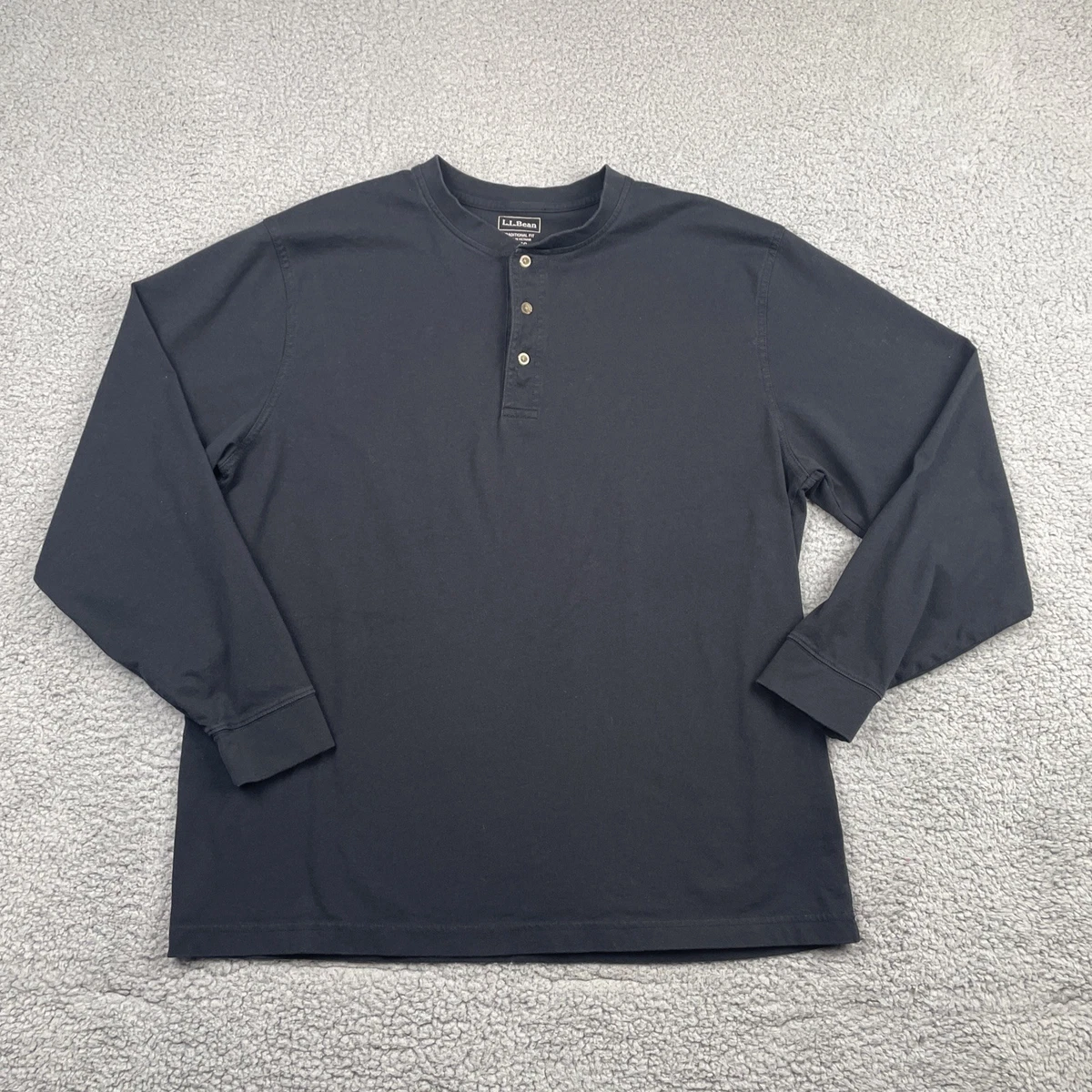 Chemise L.L. Bean Signature Henley Homme – Rouge, Taille L, Manches Longues, Coton