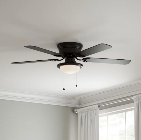 Hampton Bay Hugger 52 in. LED Indoor Black Ceiling Fan with Light Kit - Image 3 of 4