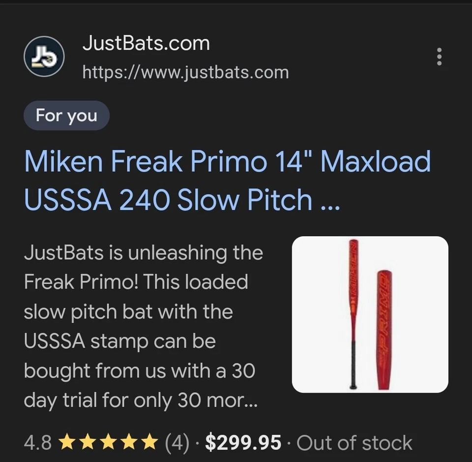 Miken Freak Primo Maxload USSSA 240 Slow Pitch Softball Bat: MP21MU 26oz Clean! - Image 2 of 4