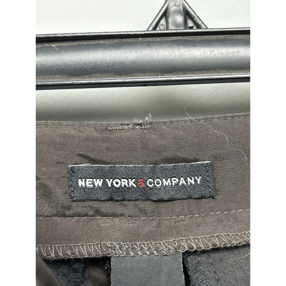 New York & Co Pants Womens size 8 Brown Embroidered Straight Nylon Floral Y2K - Image 4 of 4