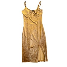 Forever 21 Velvet Bodycon Cami Mini Dress with Slit Size S Gold Holiday Party