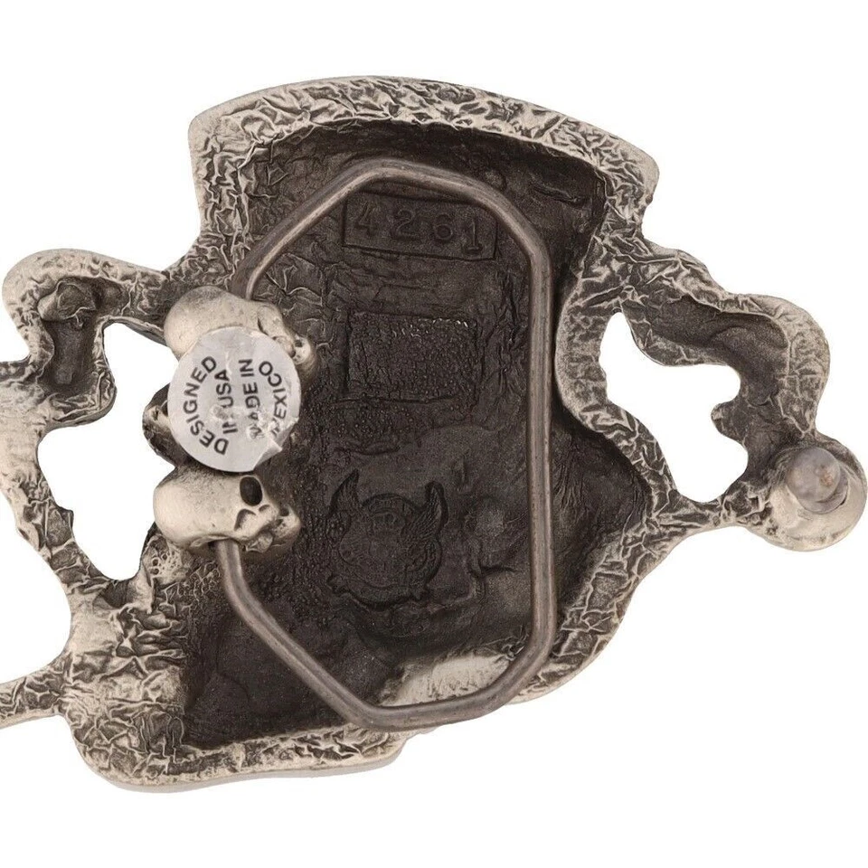 Calavera 666 Goth Rock Mal Fantasía Motociclista Terror Gótico Años 90 De Colección Hebilla de Cinturón Foto 2 de 4